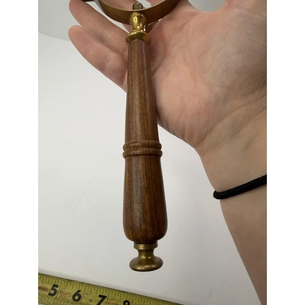 Brass Rectangular Magnifier with Wooden Handle & Nautical Brass Inlay